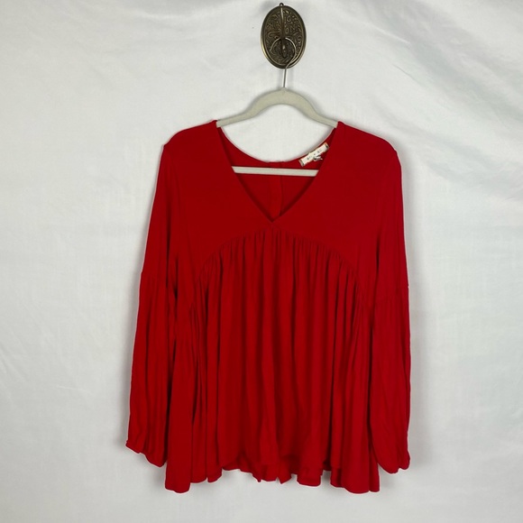 Anthropologie Eri + Ali Button Back Swing Top Red Size XL - Picture 2 of 9